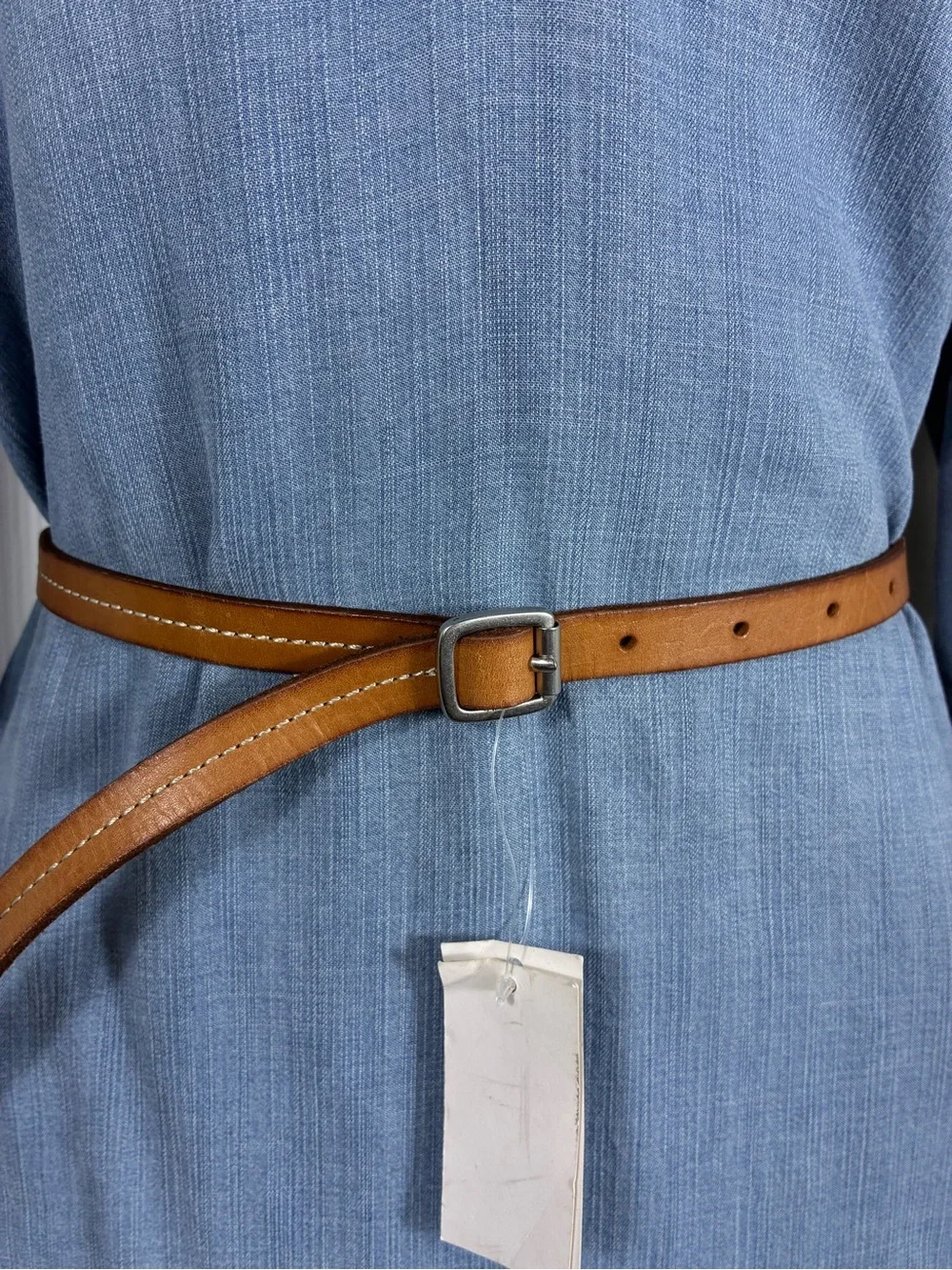 GAP Womens belt Tan Cow Leather Belt with Silver Buckle stitching minimalist